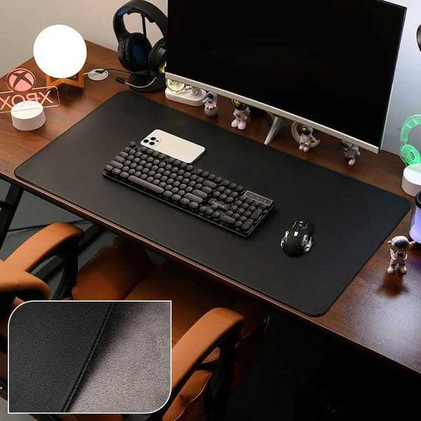 Leather Desk Pad Protector Large Mouse Pad Office Desk Mat Non-Slip PU Leather with Stitched Edges Desk Blotter Desktop Mat L26