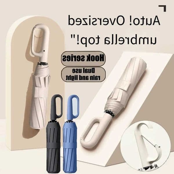 Reinforced 20 Bones Windproof Strong Automatic Folding Umbrella for Men Large Buckle Handle Wind and Water Resistant S260623