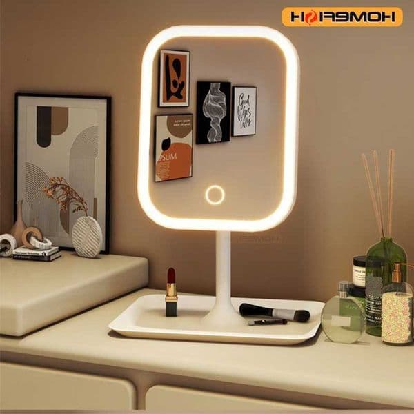 Modern Desktop Vanity Mirror 3 Color Light LED Makeup Mirror Touching Mirror Women Bedroom Dressing Mirror H260623