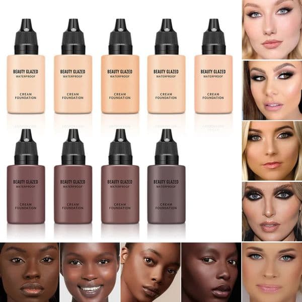 Designer Makeup Waterproof Matte Liquid Cream Smooth Long Wear Oil-Control Face Foundation Full luxe Coverage Concealer Makeup Compact Po
