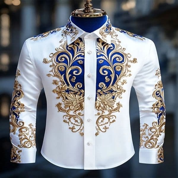 Mens Long Sleeve Collar Shirt Fashionable Printed Social Party Soft Fabric Comfortable y High Quality 260623