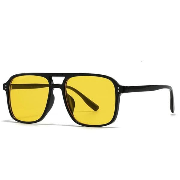 Vintage INS Fashion Double Bridges Oversized Square Rivet Sunglasses Retro Men Gradient Shades UV400 Travel Sun Glasses 260624