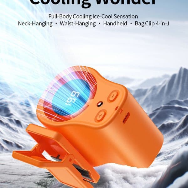 T511 4 In 1 Waist Fan Digital Display USB Outdoor Clip Neck Handheld Fan thumbnail 2
