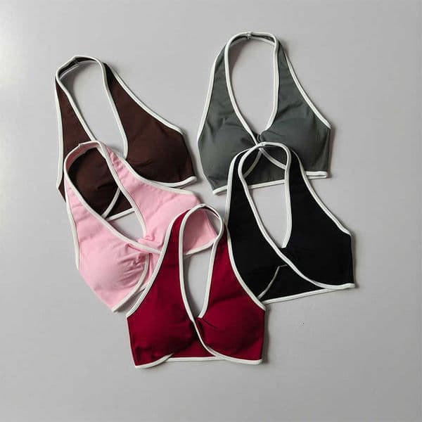 Bra with Chest Pad Sports Halter Neck Vest Running Back Beauty Gym Shockproof and Breathable Fitness Bra Pilates Training M260626