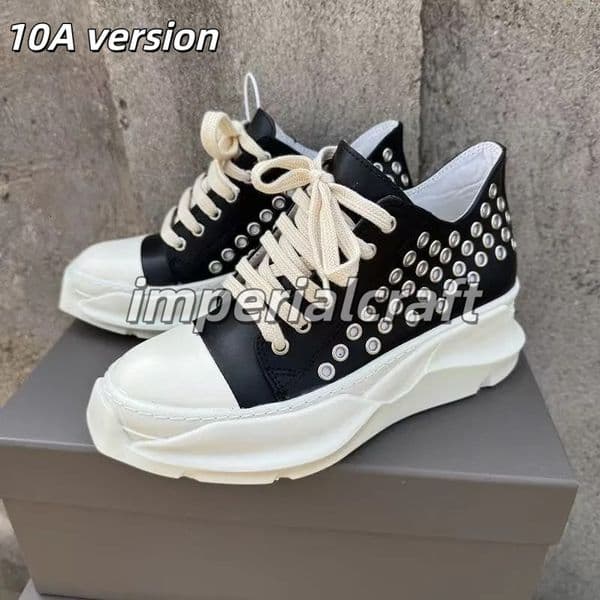 2026 10A Rickowen Designer Men women casual shoes leather thick soled height increasing Rickowen couple shoes Black White canvas Classic Vintage d1f