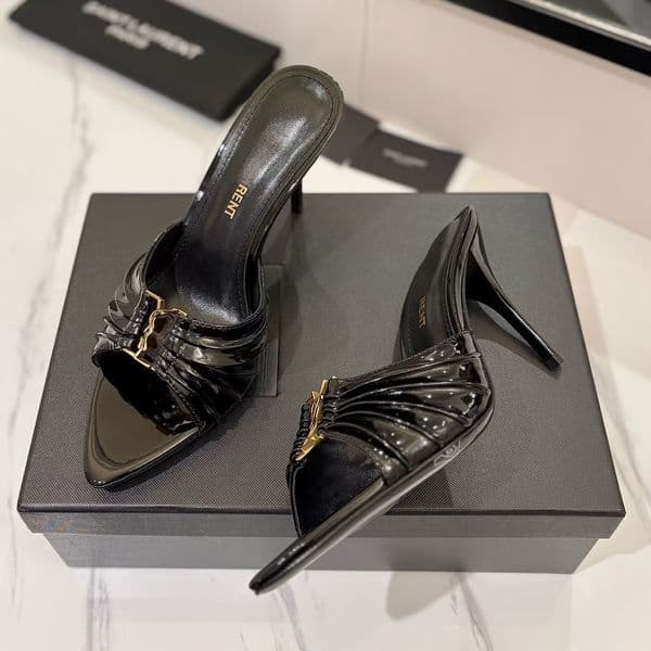 Designer Heel Women Babylone Sandals 9cm Heel Women Dress Shoes Ladies stiletto Slippers mule kitten Heel jeanne Letter Buckle Sharp toes sandals