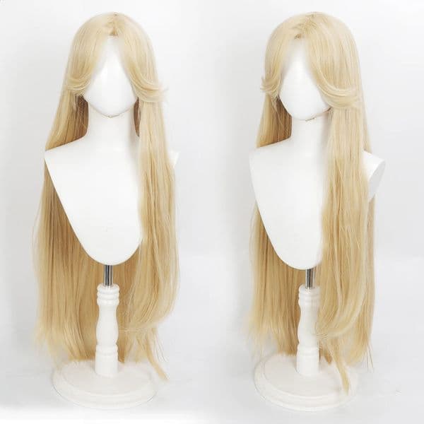 32inch Long Wavy Blonde Synthetic Wig Heat Resistant Cosplay Hair for Princess Themed Costume Party 260629