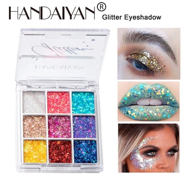 Glitter eye shadow glitter body art loose sequins diamond rhinestone makeup tray waterproof party 240829