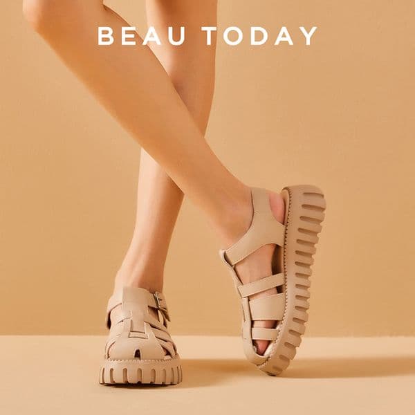 Gladiator BeauToday Sandals Women Genuine Cow Leather Thick Sole Solid Buckle Strap 2023 Summer Ladies Flat Shoes Handmade 38223 6402
