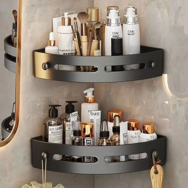 Wall mounted non punching ABS bathroom rack multi-function shampoo shower gel rack kitchen spice rack multi-purpose organizer 240902
