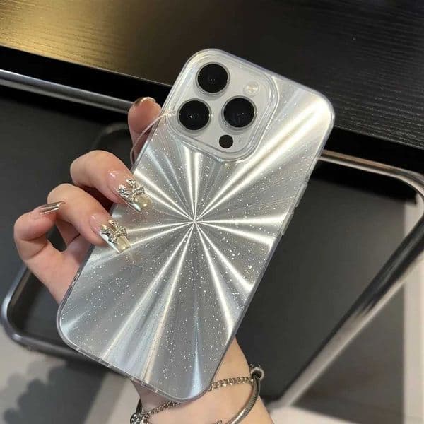 Luxury laser silver gradient flash phone case suitable for iPhone 16 Pro Max 15 14 13 11 Plus stylish shock-absorbing bumper cover M240902
