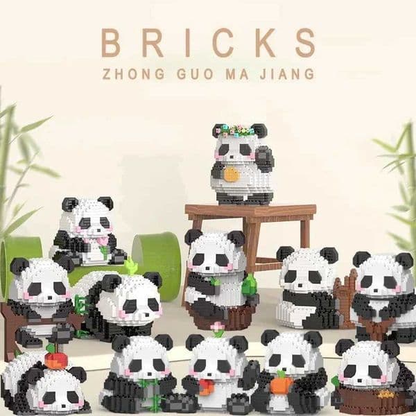 The new Kawaii Panda series of miniature particle building blocks are creatively cute animal DIY assembled building block toys for Christmas gifts W250102
