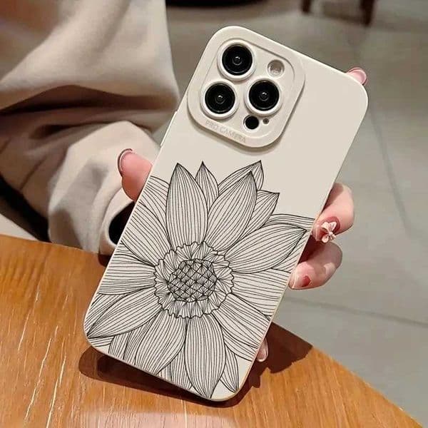 Sunflower Pattern shockproof silicone phone case suitable for iPhone 14 15 Pro Max 11 12 13 Mini SE 7 8 Plus X XR XS Max Protective Cover M240902