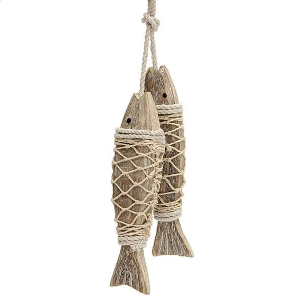 Natural Wood Fish Wall Decoration Handcraft Mediterranean Wall Art Coastal Home Hanging Decor 2pcs Vintage Hand-carved Wood Fish 240902