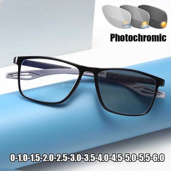 Outdoor color changing transparent lenses sunglasses blue light blocking womens photochromic Myopia glasses retro Minus glasses M240902