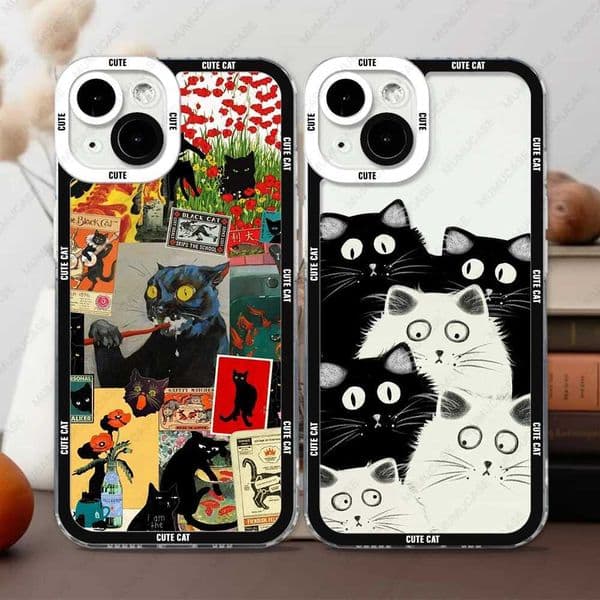 Suitable for iPhone 15 14 13 Pro Max 12 Mini 11 XS X XR SE 7 8 Plus Soft Cover Cute Cat M240902