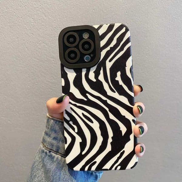 Folding Zebra Pattern Phone Case for iPhone 7 8 Plus X XR XS Max 11 12 13 15 Pro Max 14 Plus 15 Plus Soft Vertical Stripe Cover M240902