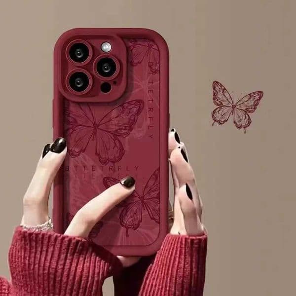 Purple Butterfly Silicone Couple Phone Case Suitable for iPhone 11 12 13 14 15 ProMax XS XR 7 8 6 Plus SE Camera Lens Protection Cover M240902