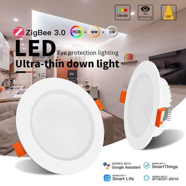 GLEDOPTO ZigBee3.0 6W 3.5-inch RGBCCT LED tube light CRI 90+intelligent ceiling embedded application voice Alexa ZigBee2mqtt Conbee Tuya CL240830