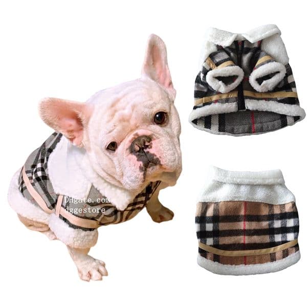 Designer Dog Clothes for Cold Weather, Windproof Warm Dog Apparel, Winter Coat for Small Large Dogs, Luxury Puppy Plaid Jacket, Pet Thickened Outfits Indoor Outdoor Y154