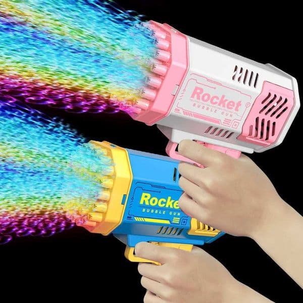 40 hole electric rocket bubble gun toy bubble machine with light automatic soap hair dryer summer outdoor party games childrens giftsW240902