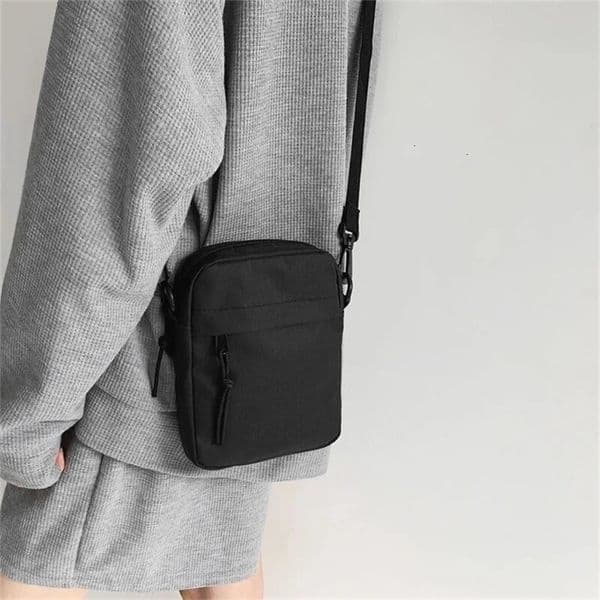 Sling Bags For Men Casual Canvas Small Zipper Crossbody Pouch Simple Shoulder Bag y240902Z