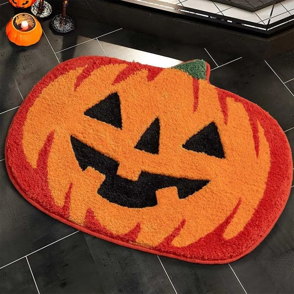 Halloween Pumpkin Floor doormat Waterproof Kitchen Flannel Carpet Halloween Carpet Bedroom Bathroom Non slip Entrance Door 240902