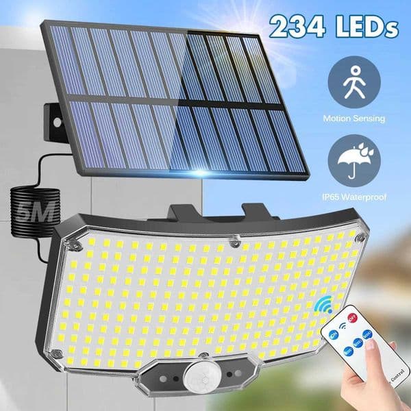 234LED Solar Lights Outdoor With 3 Modes Motion Sensor Solar Flood Lights with Remote IP65 Waterproof Security Solar Wall Lamp Y240903