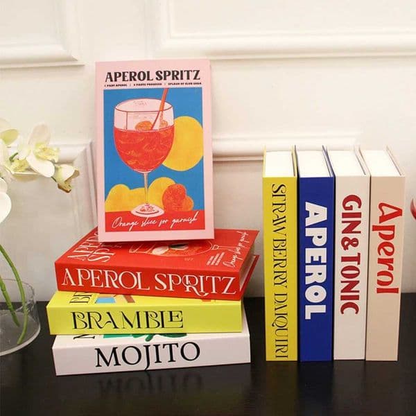 Colorful Cocktail Series Fake Books Villa Hotle Club Shelf Decor Fashion Coffee Table Storage Box Books Home Decor M240903