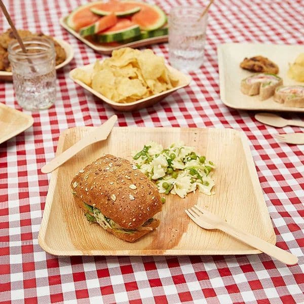 Disposable palm leaf board pizza past food tray biodegradable restaurant snack bar 8 disc packaging tableware tool set 240902