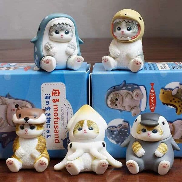 Mofusand Box Shark Cat Figure Toys Cos Marine Organism Dolls Bd Bag Decoration Kids Christmas Gift