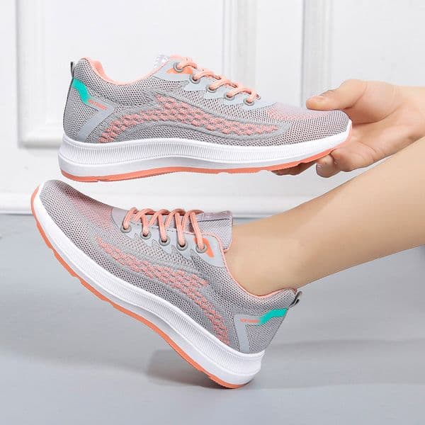 Multi-Color Soft Sole Breathable Sneakers Women's Comfortable Lace Up Mesh Anti Slip Flats Shoes Casual Lightweight Wear Loafers