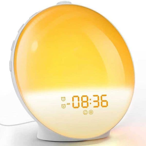 Luxury Designer Decor Wake Up Alarm Sunrise/Sunset Simulation Digital Clock With Night Light FM Radio Desk room Clocks Niditon Decoration Fo
