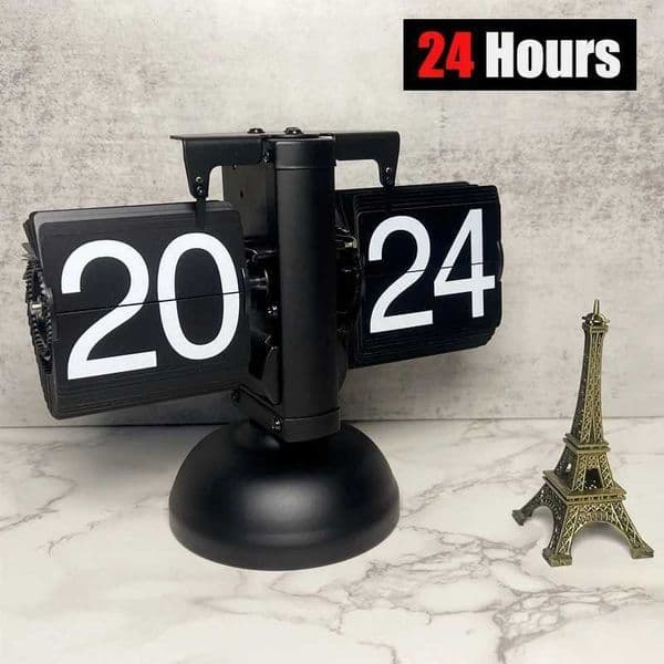 Mordern Automatic Page Retro Flip Down Clock 24 Turning Battery Powered Home deco Desktop Decoration Flip Page Clock 12H 24H Y240904