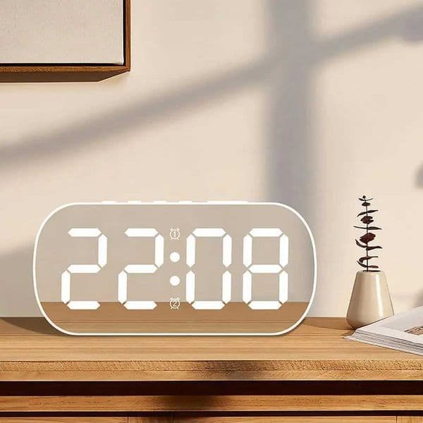 Led Digital Alarm Clock 5 Levels Adjustable Brightness Mirror Table Clock Home Decor Gifts For Students Children 12.8x6.5x3.5cm Y240904