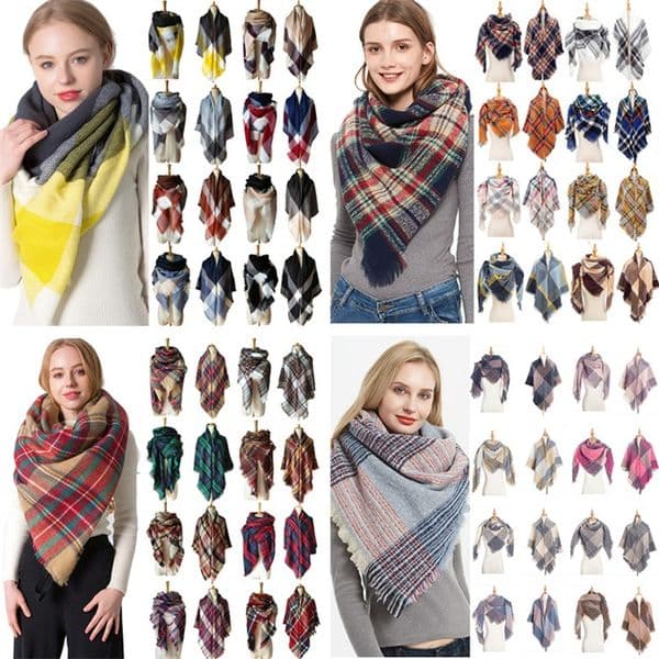 Party Favor colorful Plaid square scarf European and American cashmere like lady scarfs autumn and winter warm shawls for party gifts LT1189