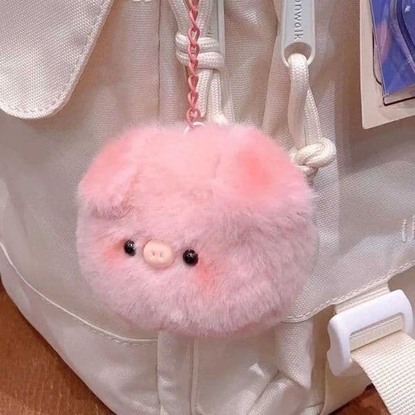 Kawaii 7cm pig plush toy soft pink hanging bag accessory Brooch pink pig keychain girlW240903