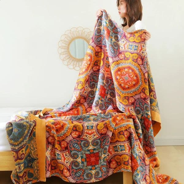 Nordic Throw Blankets Cotton Gauze Bedroom Casual Bed Boho Decorative Sofa Blanket Sheet Double Cooling Thin Quilt 240903