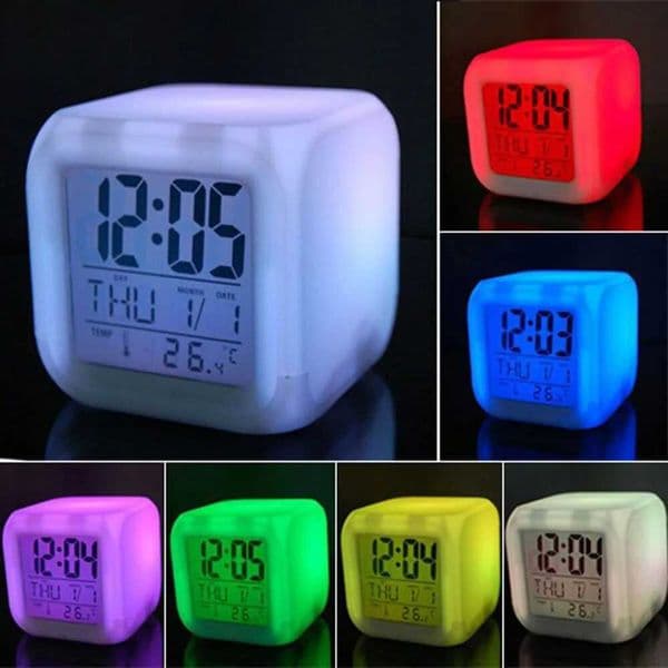 LED Clock Colorful Square Clock Mini Convenient Silent Night Light LED Colorful Electronic Alarm Clock Y240904