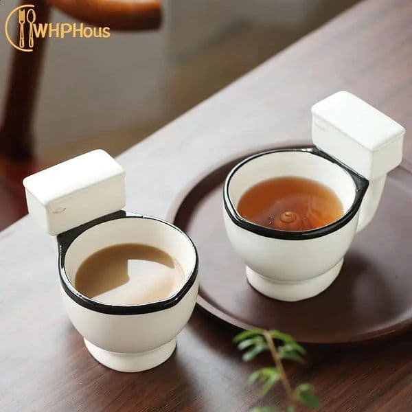 300ml toilet shaped cup coffee ceramic with handle tea milk ice cream fun gift 240903