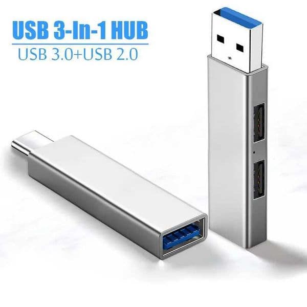 3-in-1 USB 3.0 Hub USB Hub 2.0 Multi USB Divider Type-C to USB Hub USB 3.0 OTG Adapter Multi Expander Suitable for Macbook Pro CL240905