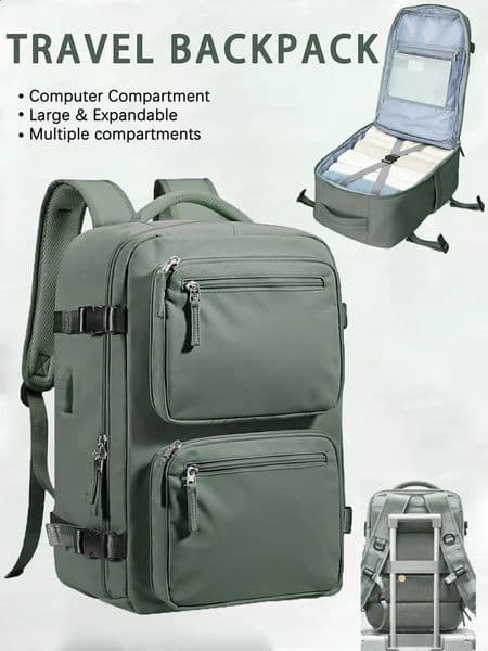 Mens large travel backpack airline approved 45x30x20 cabin bag 35L work executive 156inch laptop 240903