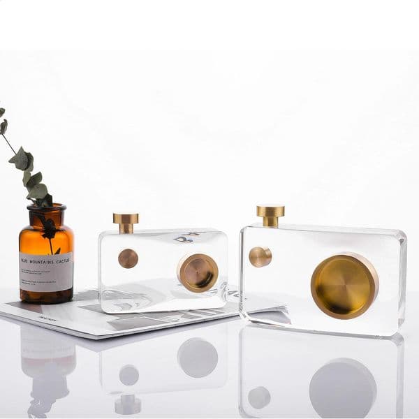 Modern Simple Crystal Camera Ornaments Living Room Model Room decor Wine Cabinet Desktop Furnishing Crafts Birthday Gifts 240902