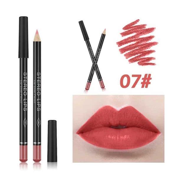 12 color sexy matte lipstick pencil waterproof durable lipliner non sticky cup lip contour pencil set beauty cosmetics W240904