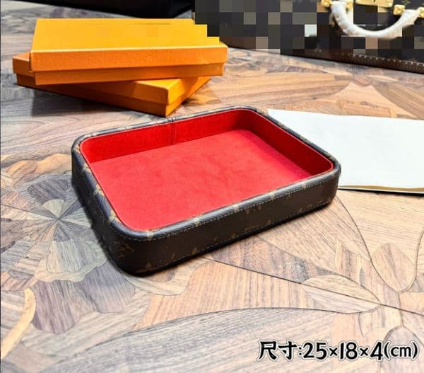 2026 Leather Jewelry Display Glasses Watch Ring Necklace Storage Household High Value Wooden Dried Fruit Plate Wholesale Free Shipping