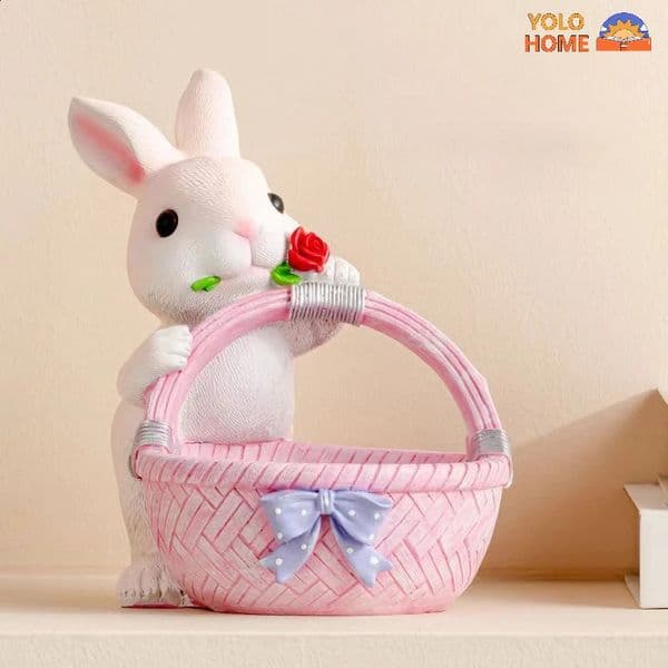 Cute Gift Rabbit Storage Basket Large Capacity Desktop Box Easter Candy Key Creative Childrens Home Decoration 240903