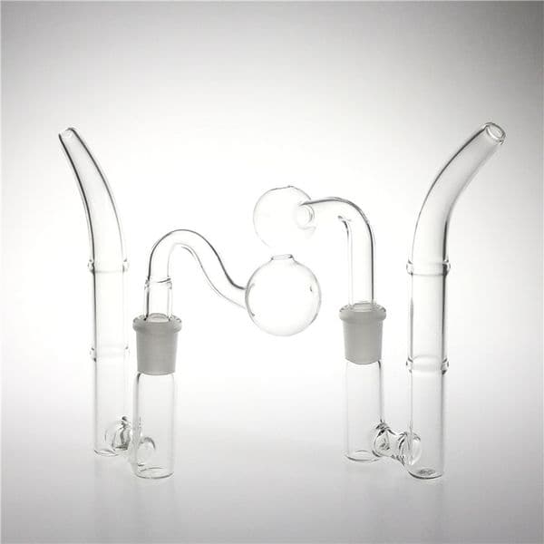 6 Inch J Hook Oil Burner Glass Smoking Pipe with 14mm Female Straw Tube 2 Pcs Male S L Glass Oil Burner Hand Pipes