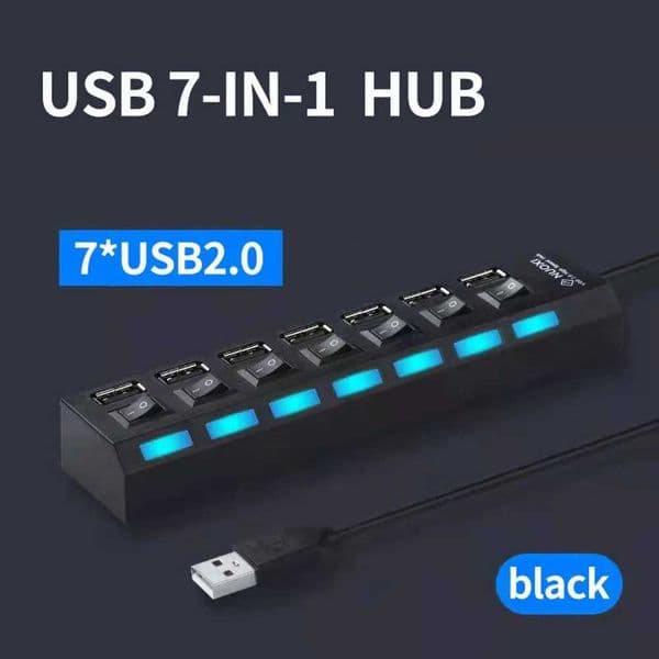 USB HUB 2.0 4/7 Port Multiple Expander USB 2.0 Hub with Switch Multi USB Splitter Hub Use Power Adapter Computer Accessorie CL240905