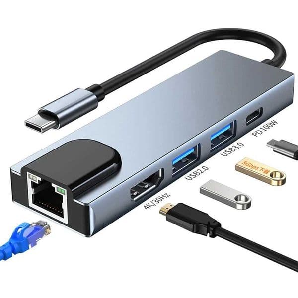 USB C Hub Type C 3.1 to 4Kcompatible adapter with RJ45 PD card reader for fast charging suitable for MacBook laptops CL240905