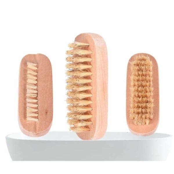 Oval Wooden Double-Sided Bristle Boar Massage Shape Nail Brush Cleaning Small Spa Brushes 1121 es
